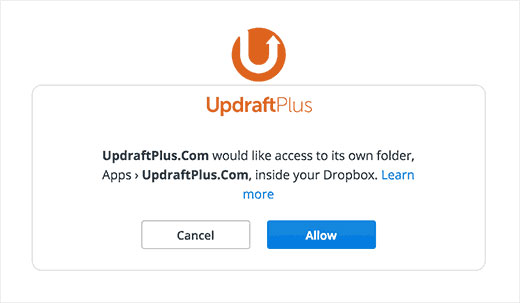 اجازه دسترسی به UpdraftPlus
